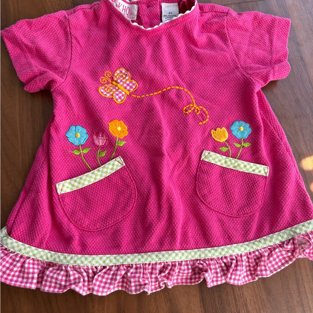 KHQ Pink Kids 4T Shirt with Floral Embroidery